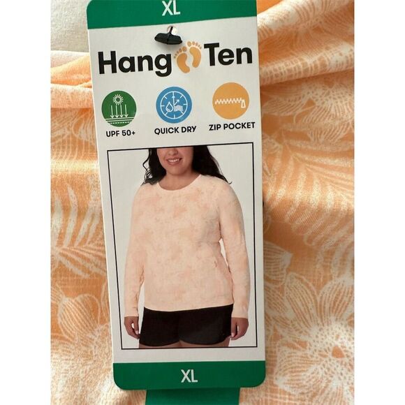Hang Ten Women's XL Orange Floral Long Sleeve Top UPF 50+ Quick Dry - Picture 3 of 7